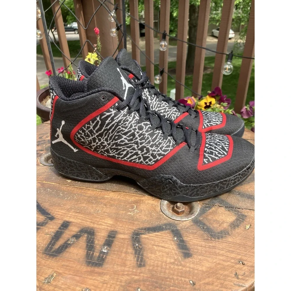 Air Jordan 29 XX9 Black Gym Red Elephant Print Woven Men's Size 14 695515-023